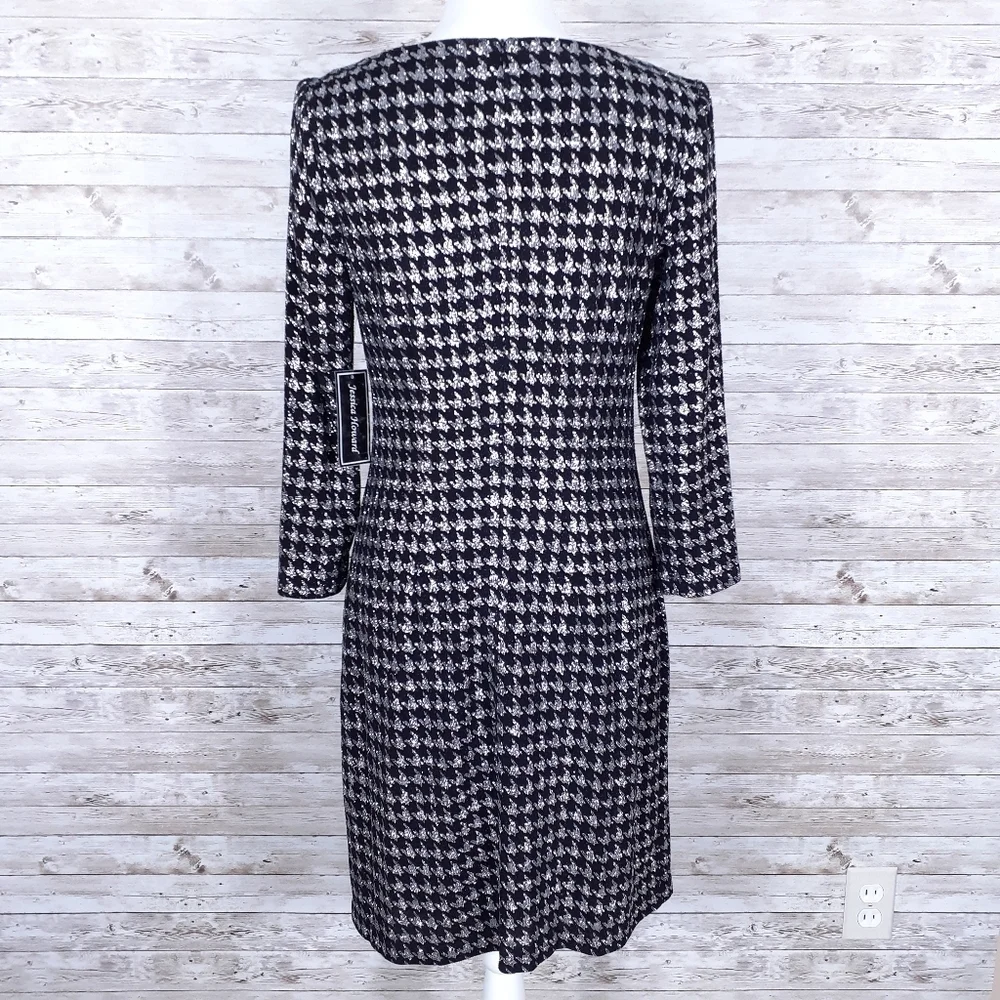 Jessica Howard Sheath Dress Sz 8 Herringbone Black Silver 946 - Picture 6 of 8